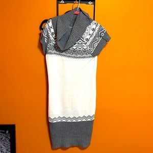 Short sleeve cowl neck sweater dress
